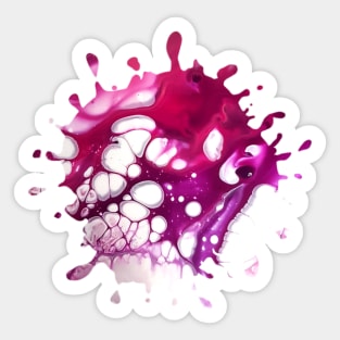 Pink/Maroon Acrylic Pour Painting Sticker